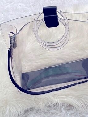 Clear Transparent  Trim Tote Bag/purse with crossbody & handles